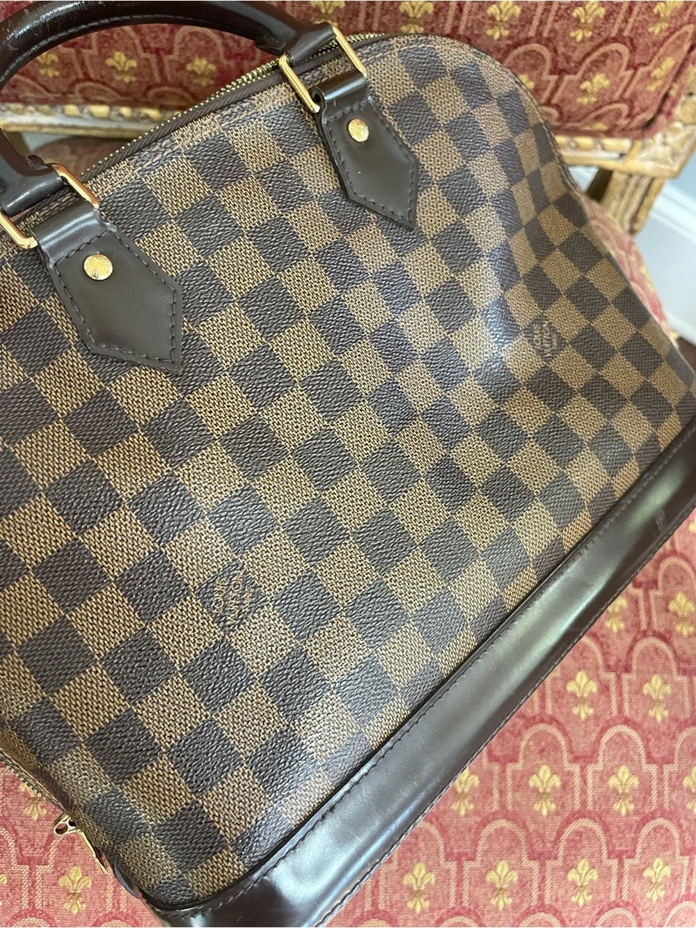 Louis Vuitton Damier Ebene Brown Checker Alma Handbag